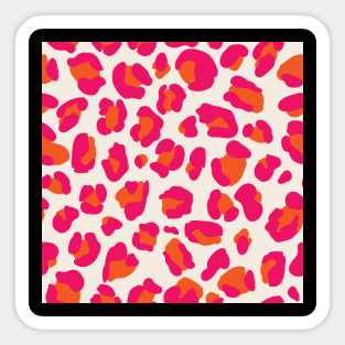 Hot Pink and Orange Leopard Print Sticker